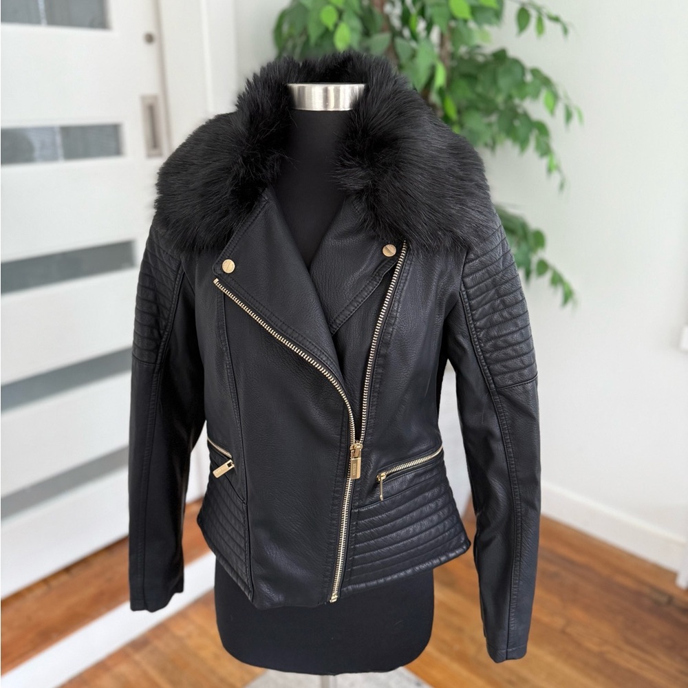 GUESS Faux Leather Faux Fur Moto Jacket
Stone SZ M
